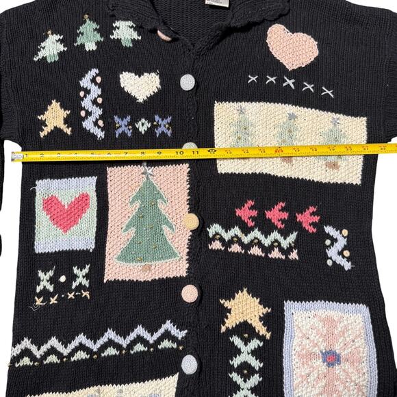 Vintage Kathie Lee Womens Ugly Christmas Sweater Knit Cardigan Pastel Size Large - Picture 7 of 8